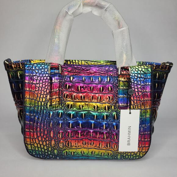 BRAHMIN Small Ashlee Technicolor Rainbow Melbourne Satchel Leather NWT - Picture 7 of 15